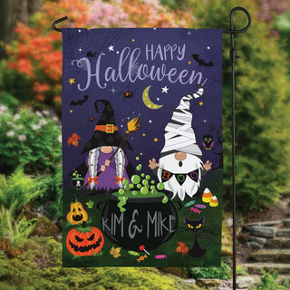 Happy halloween gnome garden flag