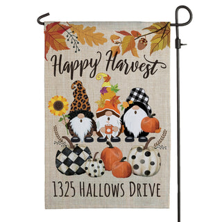 Happy Harvest Gnome Personalized Garden Flag