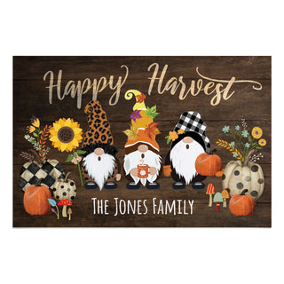 Happy Harvest Gnome Personalized Thin Doormat