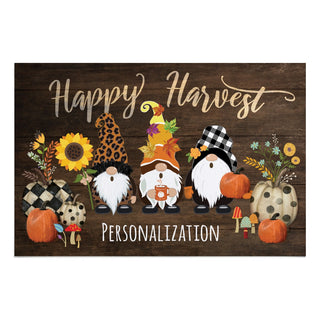 Happy Harvest Gnome Personalized Doormat - 18x27 Inch, 1/4" Thick