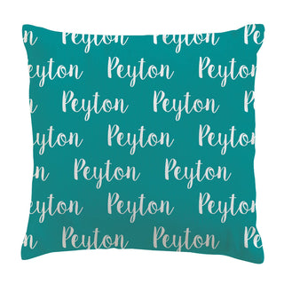 My Name Teal Personalized 14x14 Throw Pillow