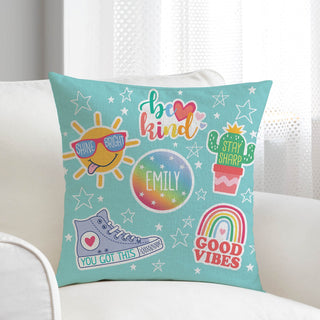 Good vibes throw pillow with name 