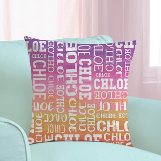 Pink ombre throw pillow with name