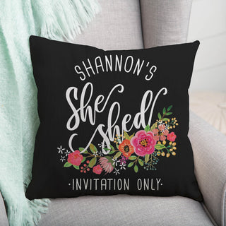 She Shed Personalized 14x14 Throw Pillow