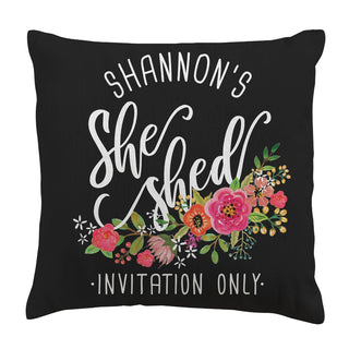She Shed Personalized 14x14 Throw Pillow