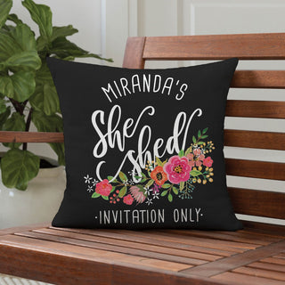 She Shed Personalized 17x17 Throw Pillow