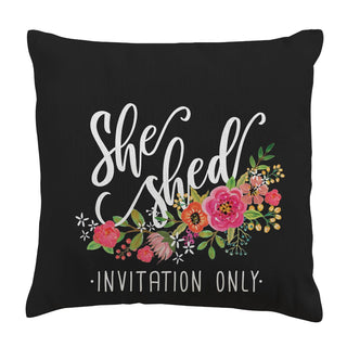 She Shed Personalized 17x17 Throw Pillow