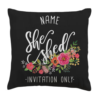 She Shed Personalized 17x17 Throw Pillow