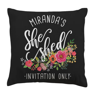 She Shed Personalized 17x17 Throw Pillow