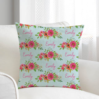 Floral Garden Personalized 17x17 Throw Pillow