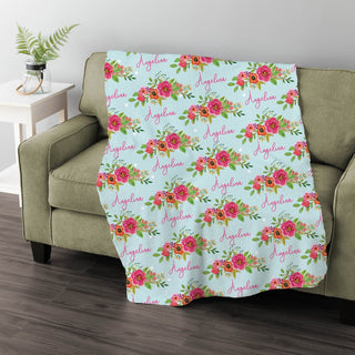Floral Garden Personalized Fuzzy Blanket