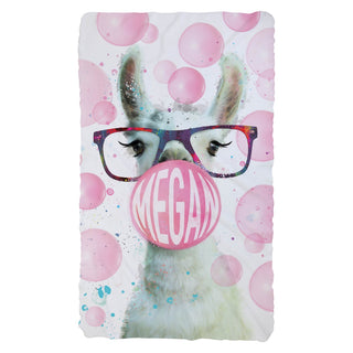 Bubble Gum Llama Personalized Fuzzy Blanket