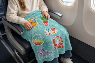 Good Vibes Personalized Travel and Lap Fuzzy Blanket