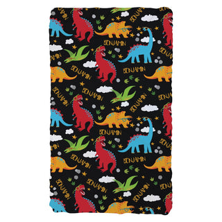 Colorful Dinosaur Personalized Black Fuzzy Blanket