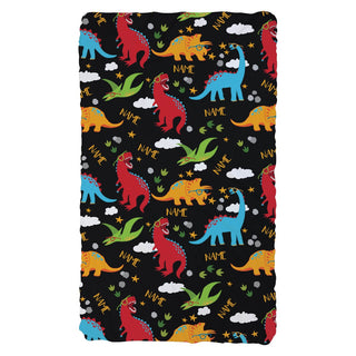 Colorful Dinosaur Personalized Black Fuzzy Blanket