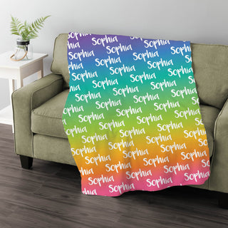 My name fuzzy blanket in rainbow