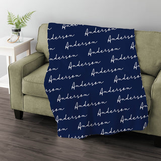 My name navy fuzzy blanket with name