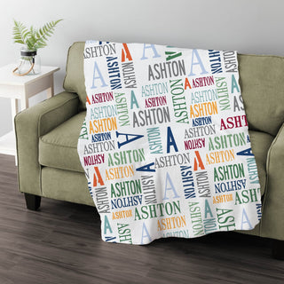 Boy's Name Pattern Personalized Fuzzy Blanket