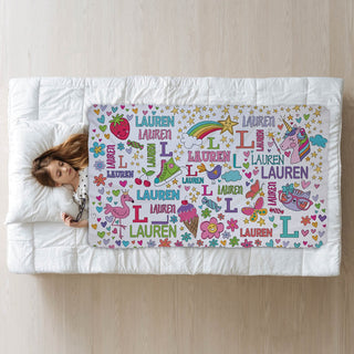 Girly Pattern Personalized Fuzzy Blanket