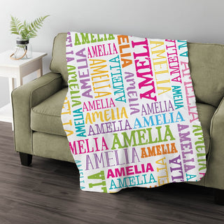 Girl's Name Pattern Personalized Fuzzy Blanket