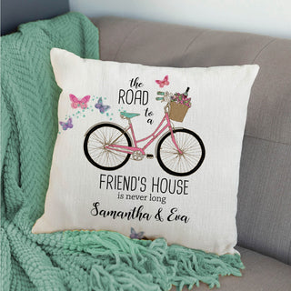 The Road to a Friend's Home Personalized 14x14 Throw Pillow
