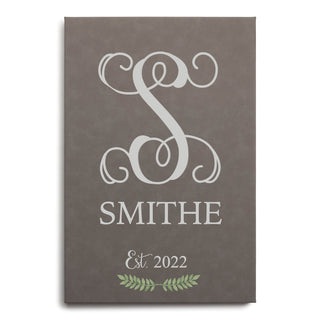 Family Personalized 12x18 Gray Leatherette Wall Art