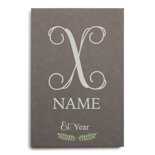 Family Personalized 12x18 Gray Leatherette Wall Art