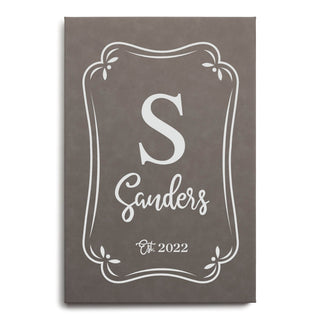 Fancy Border 12x18 Gray Leatherette Wall Art