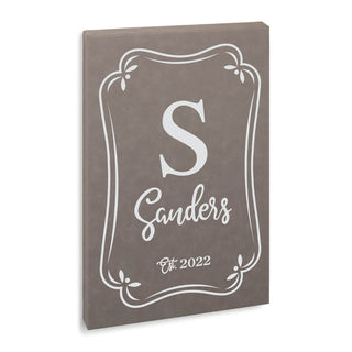 Fancy Border 12x18 Gray Leatherette Wall Art
