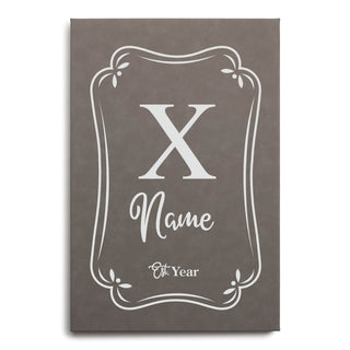 Fancy Border 12x18 Gray Leatherette Wall Art
