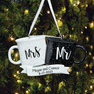 Mr. & Mrs. Mug Couple Personalized Ornament