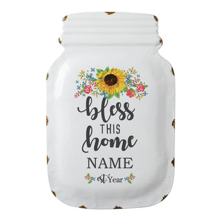 Bless this Home Personalized Enamel Mason Jar Wall Sign