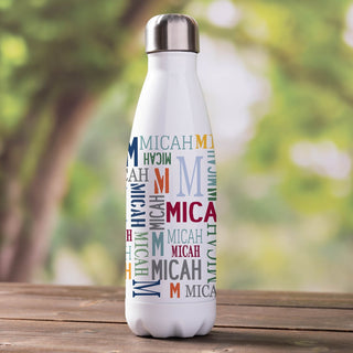 Boys stainless steel water bottle with name 