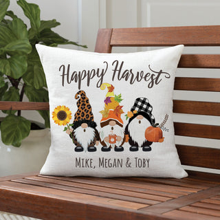 Happy Harvest Gnomes Personalized 14x14 Throw Pillow