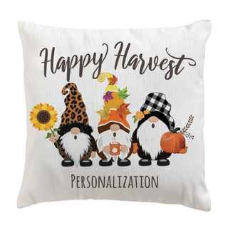 Happy Harvest Gnomes Personalized 14x14 Throw Pillow