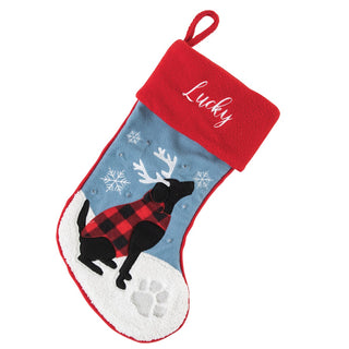 Black Dog with Vest Personalized LED Stocking