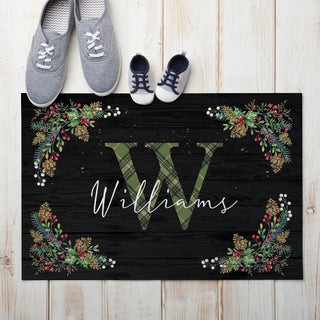 Pine Foliage Personalized Thin Doormat