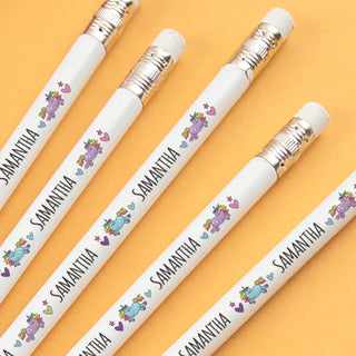 Sweet Unicorn Personalized White Pencil - Set of 6