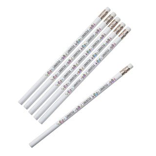 Sweet Unicorn Personalized White Pencil - Set of 6