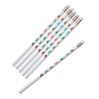 Construction Trucks Personalized White Pencil - Set of 6