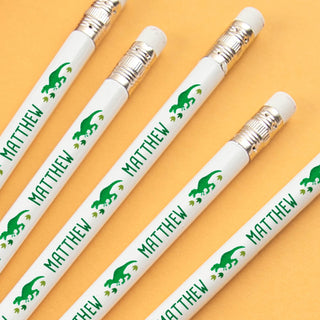 Dinosaur Personalized White Pencil - Set of 6