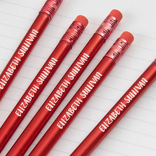 Your Message Personalized Metallic Red Pencil - Set of 6