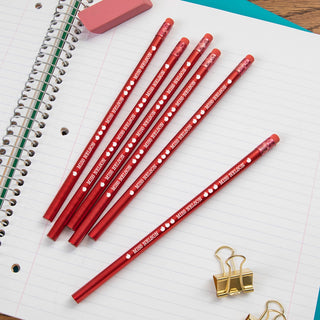 Teacher Apple Personalized Metallic Red Pencil - Set of 6