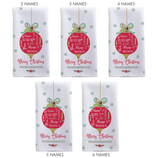 Family Ornament Personalized Waffle Tea Towel