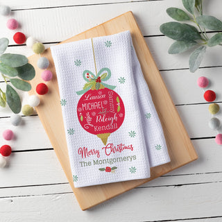 Family ornament tea towel