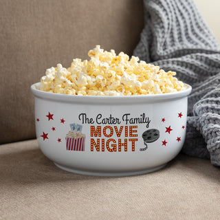 Family Movie Night Personalized Ceramic Popcorn Bowl