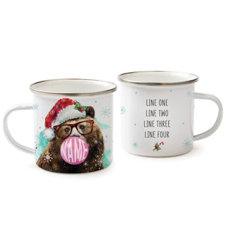 Holiday Bubble Gum Bear Personalized Camp Cup - 11 oz.