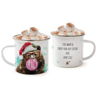 Holiday Bubble Gum Bear Personalized Camp Cup - 11 oz.