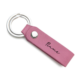 Script Name Pink Leatherette Key Ring