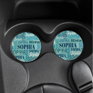 My Name in Blue Personalized Car Coasters